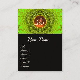 Tarjeta De Visita DALIA VERDE ÁGATA MONOGRAMA negro amarillo naranj