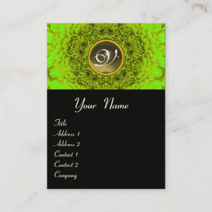 Tarjeta De Visita DALIA VERDE  MONOGRAMA, AGATA gris negro amarillo