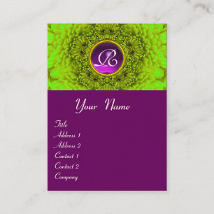 Tarjeta De Visita DALIA VERDE MONOGRAMA AMATISTA negro morado