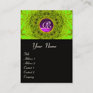 Tarjeta De Visita DALIA VERDE  MONOGRAMA AMATISTA negro morado