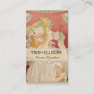 Tarjeta De Visita Dama Art Nouveau Belle Époque Rosas Livemont