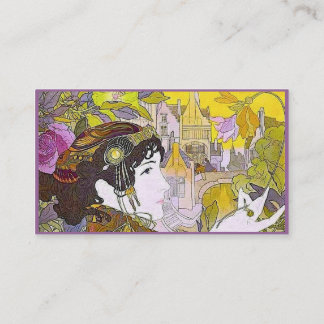 Tarjeta De Visita Dama Art Nouveau en un Jardín