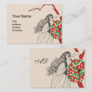 Tarjeta De Visita DAMA CON UMBRELLA Art Deco Belleza Pelo de Moda