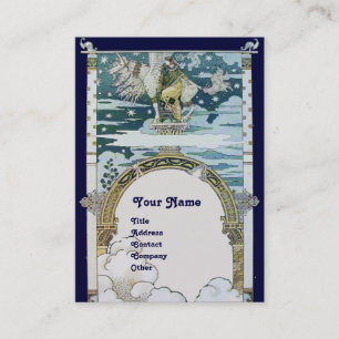 Tarjeta De Visita DAMA CON UNICORN ,azul blanco