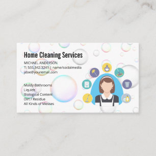 Tarjeta De Visita Dama de limpieza   Servicio de limpieza   Soap Bub