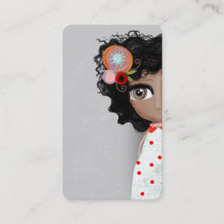 Tarjeta De Visita Dama Hermoso Ojo Marrón VESTIDO DE LUNAR ROJO