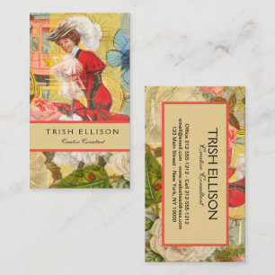 Tarjeta De Visita Dama victoriana mujer elegante rica ilustración ro