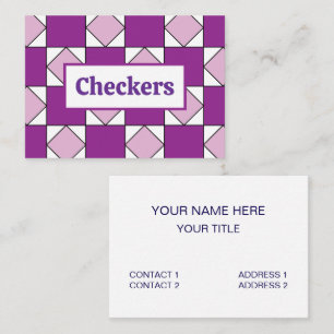 Tarjeta De Visita Damas Cuadrado Púrpura Diamante Checkers