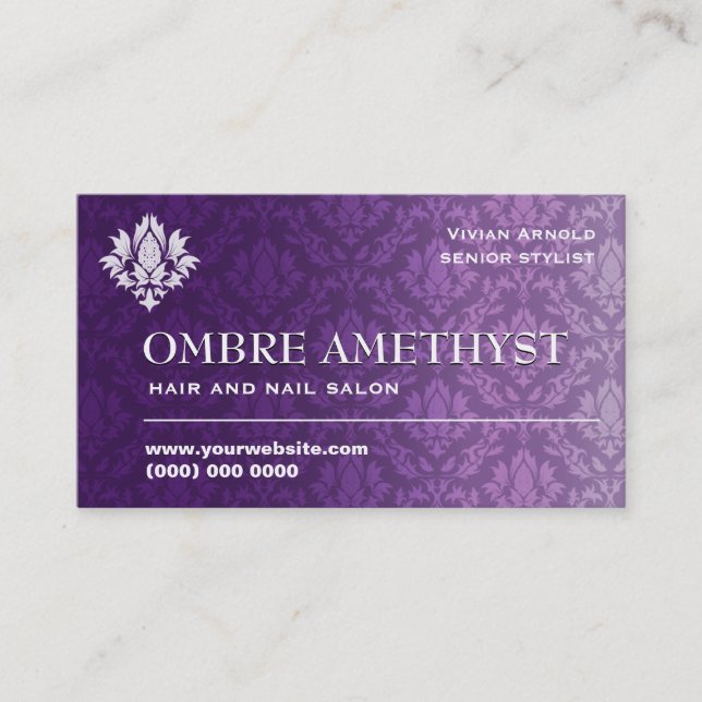 Tarjeta De Visita Damasco Amethyst de Ombre (Anverso)