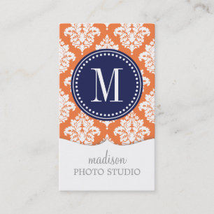 Tarjeta De Visita Damasco anaranjado elegante personalizado