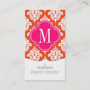 Tarjeta De Visita Damasco anaranjado elegante personalizado