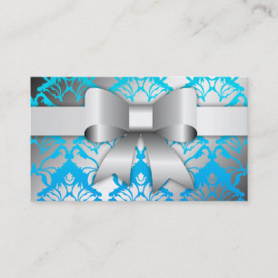 Tarjeta De Visita damasco azul tropical 311-Bow-licious