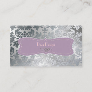 Tarjeta De Visita Damasco barroco de acero cepillado
