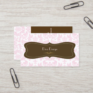 Tarjeta De Visita Damasco barroco en rosa/marrón chocolate