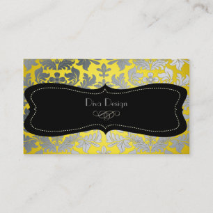Tarjeta De Visita Damasco barroco falso blanco amarillo/negro