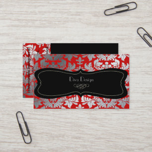 Tarjeta De Visita Damasco barroco falso rojo/negro