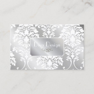 Tarjeta De Visita Damasco blanco PixDezines + tono plateado