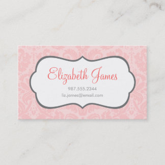 Tarjeta De Visita Damasco blanco rosa claro