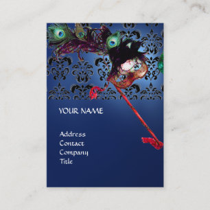 Tarjeta De Visita Damasco blanco y negro de MASQUERADE FIESTA