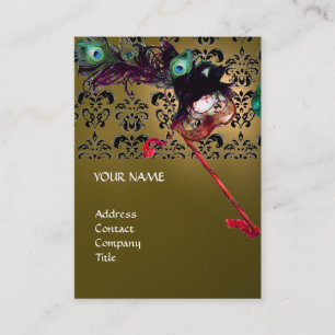 Tarjeta De Visita Damasco blanco y negro de MASQUERADE FIESTA