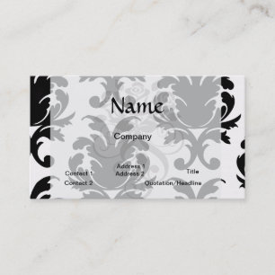 Tarjeta De Visita damasco blanco y negro elegante