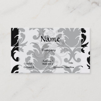 Tarjeta De Visita damasco blanco y negro elegante