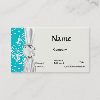 Tarjeta De Visita damasco con estilo de henna blanca y turquesa