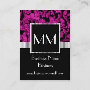 Tarjeta De Visita Damasco con monograma magenta