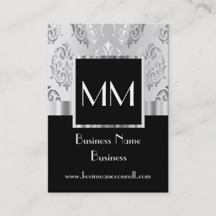 Tarjeta De Visita Damasco con monograma negro