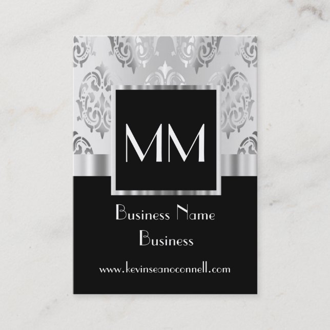 Tarjeta De Visita Damasco con monograma negro (Anverso)