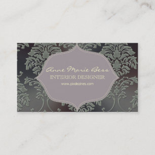 Tarjeta De Visita Damasco de acero cepillado, acento lilac
