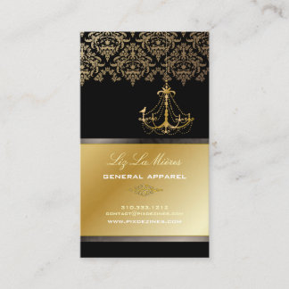 Tarjeta De Visita Damasco de candelabro/negro y encaje de oro