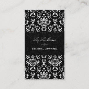 Tarjeta De Visita Damasco de cosecha de Arianna blanco y negro PixDe
