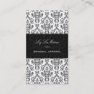 Tarjeta De Visita Damasco de cosecha PixDezines Black Arianna