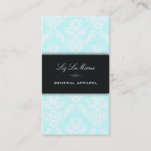 Tarjeta De Visita Damasco de época azul y celeste blanco