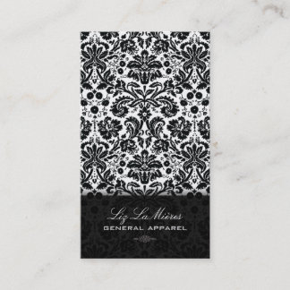 Tarjeta De Visita Damasco de época de diseño negro de PixDezines