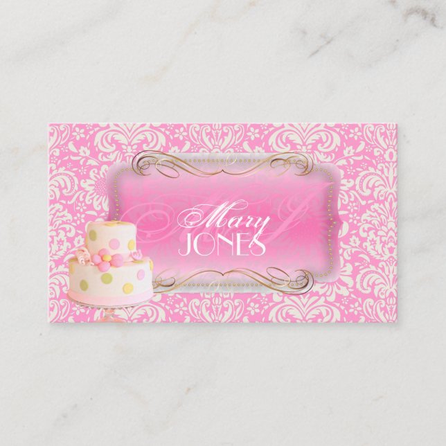 Tarjeta De Visita Damasco de época PixDezines Fidora, Pastel Boda (Anverso)