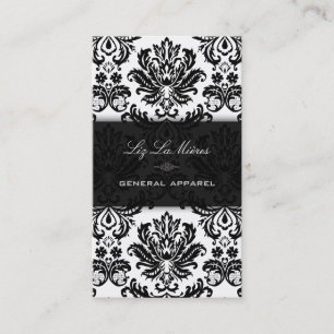 Tarjeta De Visita Damasco de época PixDezines negro + blanco