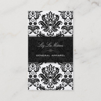 Tarjeta De Visita Damasco de época PixDezines negro + blanco