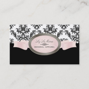 Tarjeta De Visita Damasco de gelatina blanca, rosa y negra