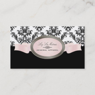 Tarjeta De Visita Damasco de gelatina blanca, rosa y negra