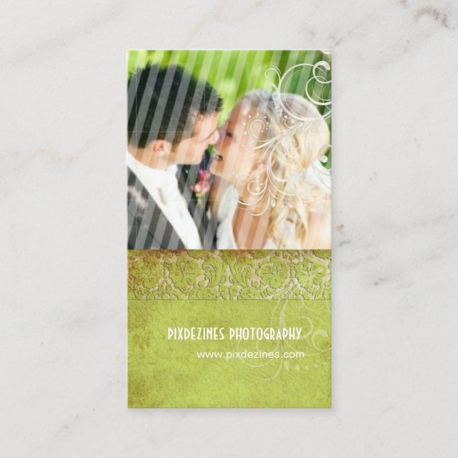 Tarjeta De Visita Damasco de grunge de época PixDezines / Verde (Anverso)