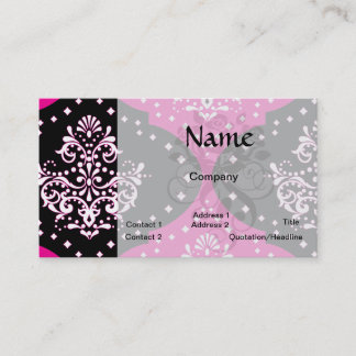 Tarjeta De Visita damasco de henna blanca blanca y rosa imponente
