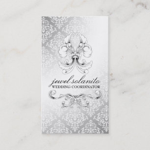 Tarjeta De Visita damasco de lujo de la elegancia 311-Silver