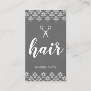 Tarjeta De Visita Damasco de pelo (gris)