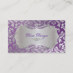 Tarjeta De Visita Damasco de PixDezines Haute Coutour, falsa plata