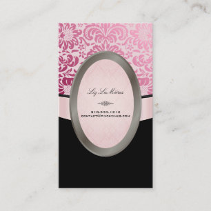 Tarjeta De Visita Damasco de PixDezines Negro, Fidora Rosa