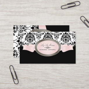 Tarjeta De Visita Damasco de PixDezines Negro, Rosa, Blanco Florenci