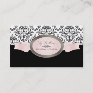 Tarjeta De Visita Damasco de PixDezines Negro, Rosa, Céline Blanco