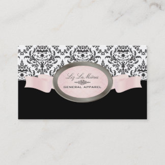 Tarjeta De Visita Damasco de PixDezines Negro, Rosa, Céline Blanco